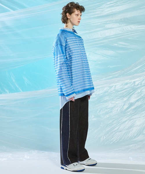 ENDER PRODUCTS（エンダープロダクツ）の「ユーズド加工サイドフリンジ切替セミワイドストレートデニムパンツ 【ENDER PRODUCTS/エンダープロダクツ】（デニムパンツ・メンズ・グレー/ブラック/ブルー・M/L）」の8枚目の写真