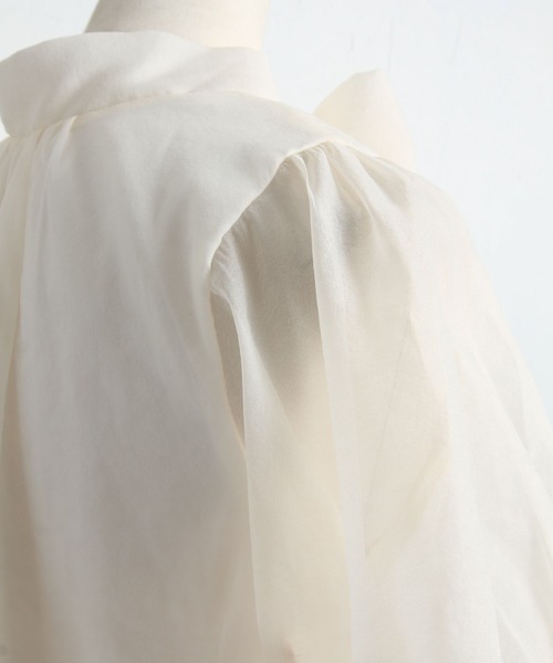 tocco closet（トッコ　クローゼット）の「前後２WAYボウタイリボンシアーブラウス（シャツ/ブラウス・レディース・アイボリー/グレイッシュブルー・M）」の14枚目の写真