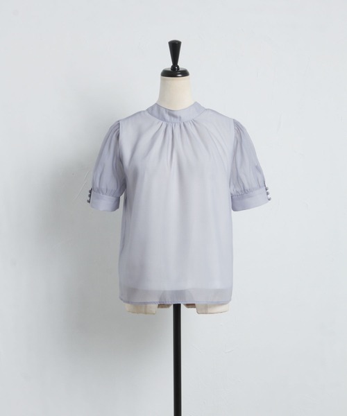 tocco closet（トッコ　クローゼット）の「前後２WAYボウタイリボンシアーブラウス（シャツ/ブラウス・レディース・アイボリー/グレイッシュブルー・M）」の19枚目の写真