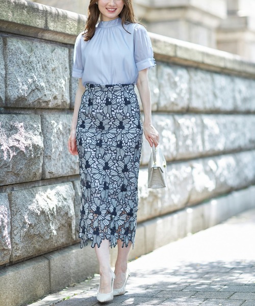 tocco closet（トッコ　クローゼット）の「前後２WAYボウタイリボンシアーブラウス（シャツ/ブラウス・レディース・アイボリー/グレイッシュブルー・M）」の8枚目の写真