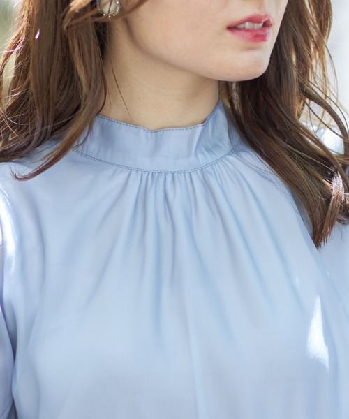 tocco closet（トッコ　クローゼット）の「前後２WAYボウタイリボンシアーブラウス（シャツ/ブラウス・レディース・アイボリー/グレイッシュブルー・M）」の17枚目の写真