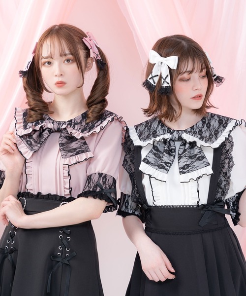 DearMyLove(ディアマイラブ)の「レースリボンデザインセーラーブラウス(シャツ/ブラウス・レディース・ベビーピンク/ホワイト/ブラック/ホワイト×ブラック・LARGE/XX-LARGE/MEDIUM/X-LARGE)」の8枚目の写真