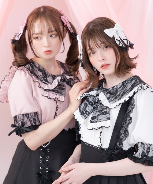 DearMyLove(ディアマイラブ)の「レースリボンデザインセーラーブラウス(シャツ/ブラウス・レディース・ベビーピンク/ホワイト/ブラック/ホワイト×ブラック・LARGE/XX-LARGE/MEDIUM/X-LARGE)」の9枚目の写真