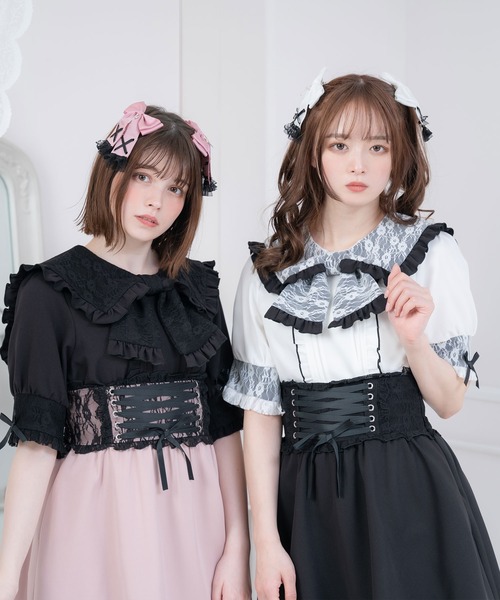 DearMyLove(ディアマイラブ)の「レースリボンデザインセーラーブラウス(シャツ/ブラウス・レディース・ベビーピンク/ホワイト/ブラック/ホワイト×ブラック・LARGE/XX-LARGE/MEDIUM/X-LARGE)」の11枚目の写真