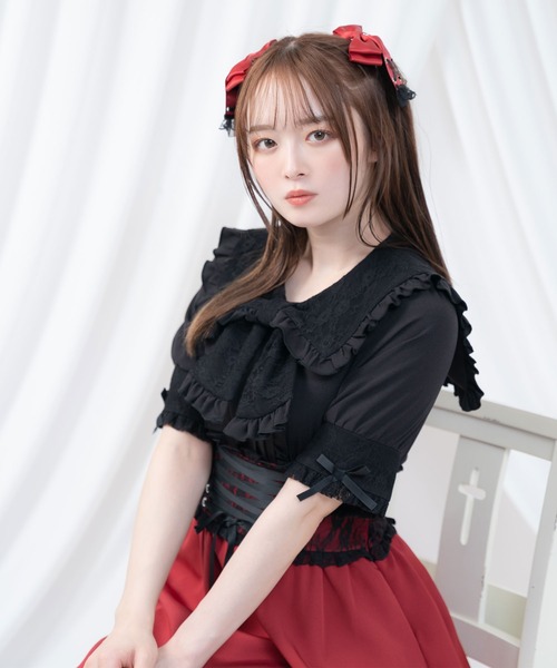 DearMyLove(ディアマイラブ)の「レースリボンデザインセーラーブラウス(シャツ/ブラウス・レディース・ベビーピンク/ホワイト/ブラック/ホワイト×ブラック・LARGE/XX-LARGE/MEDIUM/X-LARGE)」の15枚目の写真