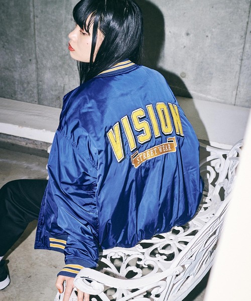 VISION STREET WEAR（ヴィジョンストリートウェア）の「【VISION STREET WEAR】リバーシブル 中綿サテンブルゾン（ブルゾン・レディース・ネイビー/グリーン/ブラック系1/ブラック系2・MEDIUM/LARGE/X-LARGE）」の5枚目の写真