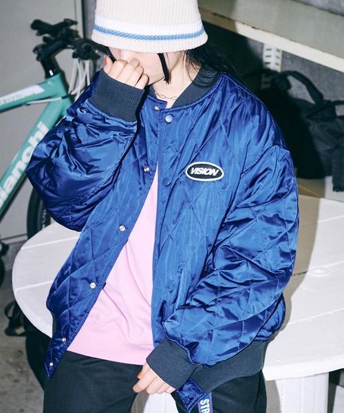 VISION STREET WEAR（ヴィジョンストリートウェア）の「【VISION STREET WEAR】リバーシブル 中綿サテンブルゾン（ブルゾン・レディース・ネイビー/グリーン/ブラック系1/ブラック系2・MEDIUM/LARGE/X-LARGE）」の17枚目の写真