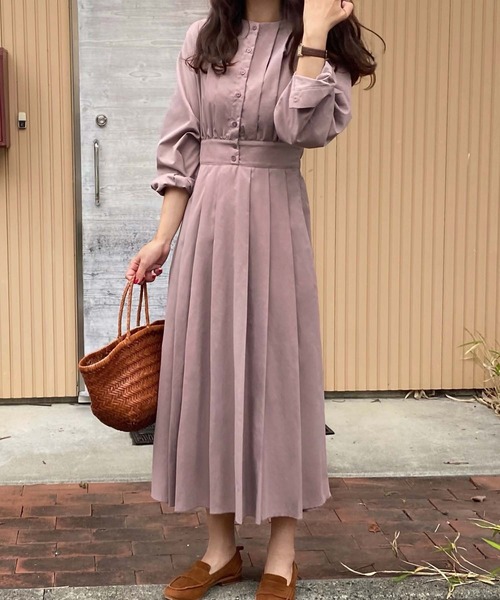 セール】ウエスト切替タックロングワンピース（ワンピース）｜LAUIR