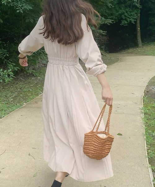 セール】ウエスト切替タックロングワンピース（ワンピース
