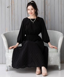 ワンピース Aライン プリーツ ミモレ丈 結婚式 パーティードレス