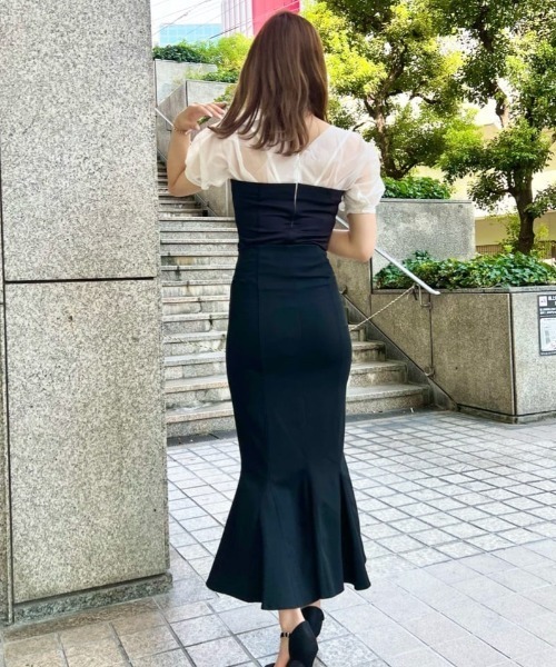 ROYAL PARTY(ロイヤルパーティー)の「異素材ドッキングビスチェトップス(Tシャツ/カットソー・レディース・グリーン/ベージュ/ブラック・FREE)」の8枚目の写真