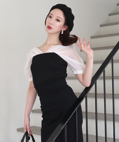 ROYAL PARTY(ロイヤルパーティー)の「異素材ドッキングビスチェトップス(Tシャツ/カットソー・レディース・グリーン/ベージュ/ブラック・FREE)」の10枚目の写真
