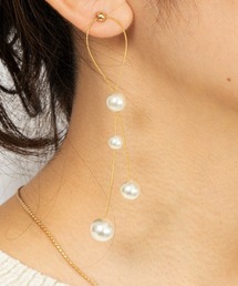 ロングワイヤー パールピアス 両耳