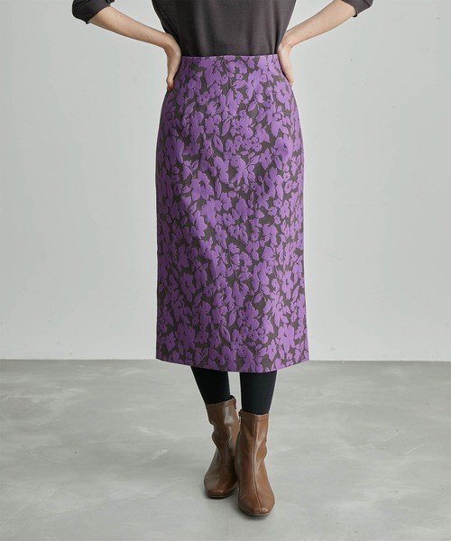 ROPE' PICNIC（ロペピクニック）の「フラワージャガードスリムスカート（スカート・レディース・ベージュ/パープル・38/36）」の18枚目の写真