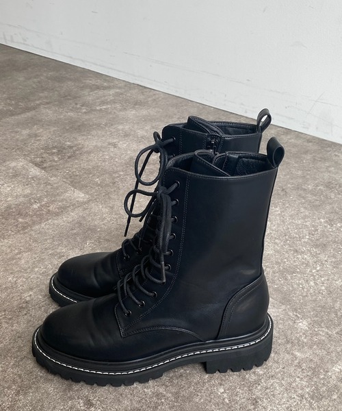 DouDou（ドゥドゥ）の「レースアップステッチブーツ（ブーツ・レディース・ブラック・23.5/24/24.5cm）」の7枚目の写真