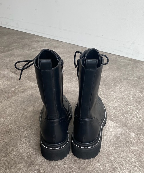 DouDou（ドゥドゥ）の「レースアップステッチブーツ（ブーツ・レディース・ブラック・23.5/24/24.5cm）」の8枚目の写真