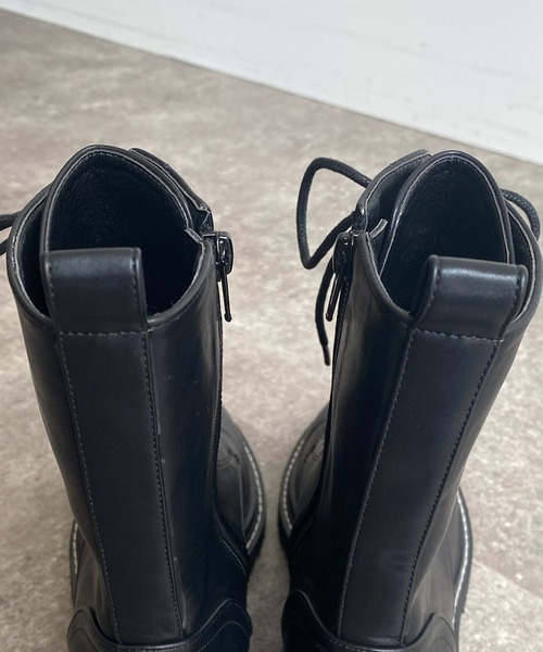 DouDou（ドゥドゥ）の「レースアップステッチブーツ（ブーツ・レディース・ブラック・23.5/24/24.5cm）」の9枚目の写真