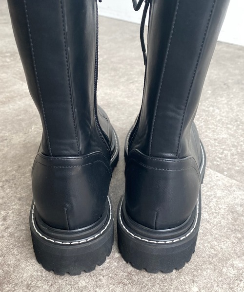 DouDou（ドゥドゥ）の「レースアップステッチブーツ（ブーツ・レディース・ブラック・23.5/24/24.5cm）」の10枚目の写真