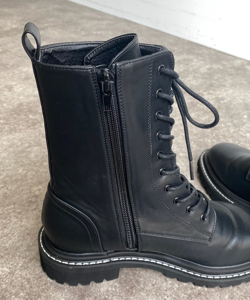DouDou（ドゥドゥ）の「レースアップステッチブーツ（ブーツ・レディース・ブラック・23.5/24/24.5cm）」の11枚目の写真