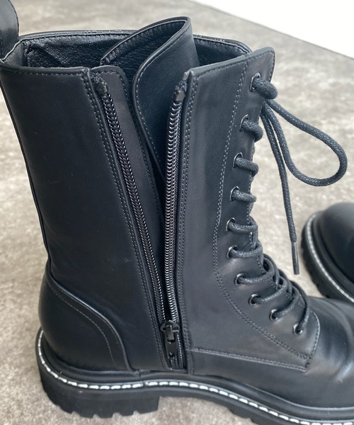 DouDou（ドゥドゥ）の「レースアップステッチブーツ（ブーツ・レディース・ブラック・23.5/24/24.5cm）」の12枚目の写真