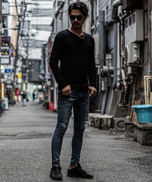 JOKER(ジョーカー)の「【SOMEDIFF】ライスワッフル コットン アクリル Vネックニット キレイ目 セーター メンズ 春服(ニット/セーター・メンズ・オフホワイト/ブラック/グレー・M/L/XL)」の14枚目の写真