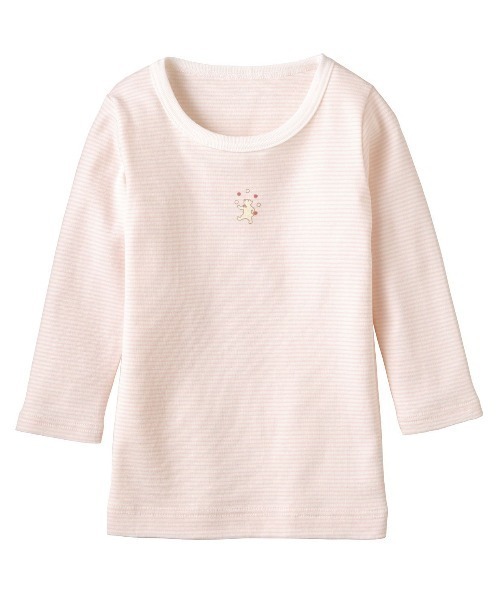 combimini(コンビミニ)の「長袖Tシャツ(ミジンボーダー)(Tシャツ/カットソー・キッズ・ライトピンク/ミント・100/80/130/110/120/90/140)」の8枚目の写真