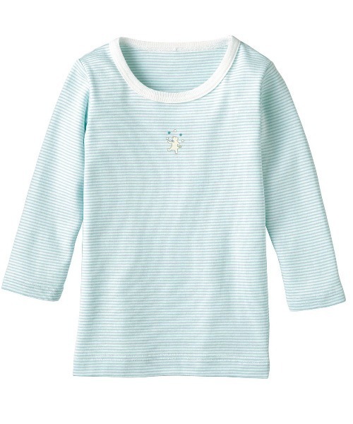 combimini(コンビミニ)の「長袖Tシャツ(ミジンボーダー)(Tシャツ/カットソー・キッズ・ライトピンク/ミント・100/80/130/110/120/90/140)」の11枚目の写真