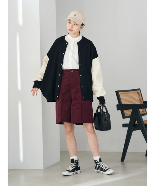 earth music&ecology（アースミュージックアンドエコロジー）の「コーデュロイショートパンツ（その他パンツ・レディース・ベージュ/ネイビー/ボルドー・S/M）」の19枚目の写真