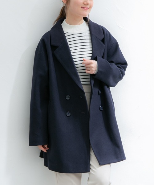 Honeys(ハニーズ)の「ダブル釦ハーフ丈コート(ピーコート・レディース・ラベンダー/ベージュ/ネイビー/杢グレー/ブラック・M/LL/L)」の17枚目の写真