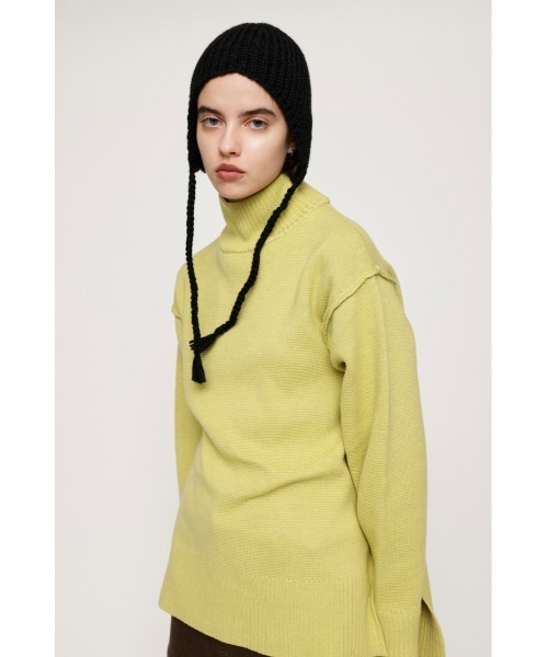 SLY（スライ）の「EARFLAP KNIT CAP イアーフラップ ニットキャップ ニット帽 ビーニー バラクラバ 付けフード（ニットキャップ/ビーニー・レディース・ブラック/マルチ/ライトイエロー・FREE）」の2枚目の写真