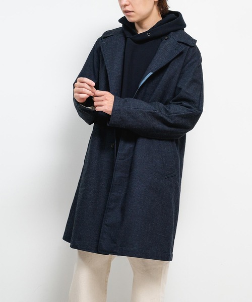 quadro(クオドロ)の「C/Wインディゴへリンボンステンカラーコート(ステンカラーコート・メンズ・インディゴブルー・MEDIUM)」の4枚目の写真