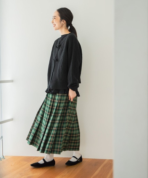 studio CLIP（スタディオクリップ）の「【玄長なおこさんコラボ】洗える7ゲージケーブルリボンカーディガン（カーディガン/ボレロ・レディース・アイボリー/ブラック/ブラウン/グリーン/その他7・FREE）」の13枚目の写真