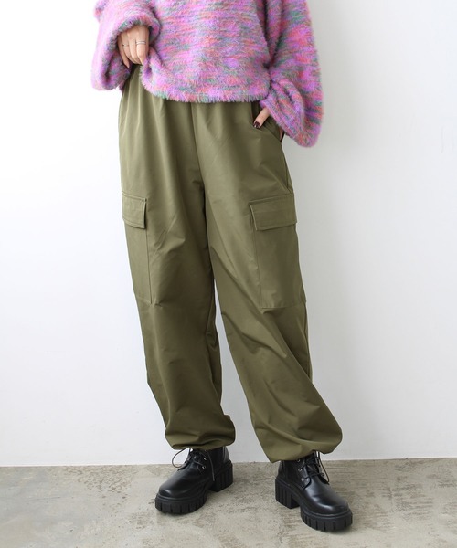 GeeRA(ジーラ)の「裾ドロストカーゴパンツ(カーゴパンツ・レディース・ピンク/ブラック/カーキ・LARGE/MEDIUM/SMALL)」の2枚目の写真
