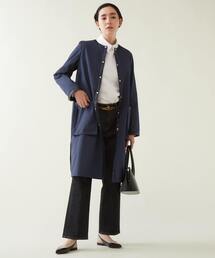 martinique（マルティニーク）の「Traditional WeatherWear/L231APFCO0303RU RU0501EX/NAVY×NAVY ARKLEY LONG（ステンカラーコート・レディース）」