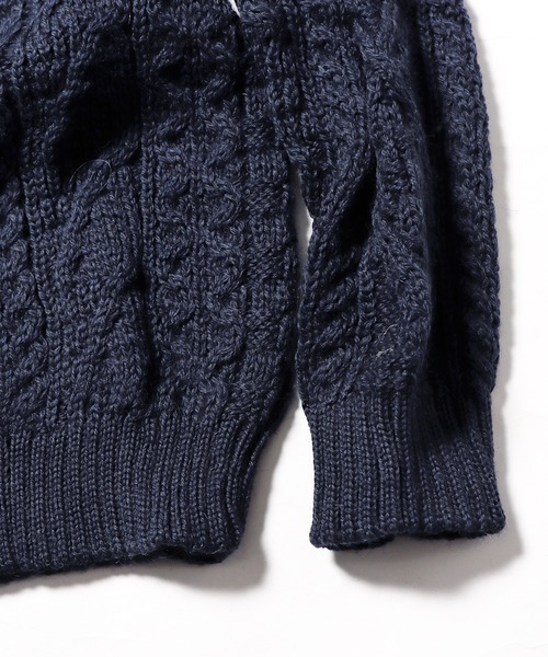 Oldderby Knitwear（オールダービーニットウェア）の「OLDDERBY KNITWEAR/オールドダービーニットウェア ケーブルニットプルオーバー（ニット/セーター・レディース・ネイビー/サンドグレー・S/XL）」の6枚目の写真