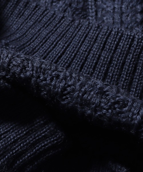 Oldderby Knitwear（オールダービーニットウェア）の「OLDDERBY KNITWEAR/オールドダービーニットウェア ケーブルニットプルオーバー（ニット/セーター・レディース・ネイビー/サンドグレー・S/XL）」の8枚目の写真