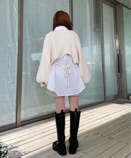 FREE'S MART（フリーズマート）の「バックリボンショート丈ニットボレロ（カーディガン/ボレロ・レディース・ブラウン/ホワイト/ブラック・FREE）」の16枚目の写真