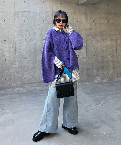 PAGEBOY（ページボーイ）の「マントスリーブカーディガン（カーディガン/ボレロ・レディース・ブラック/オフホワイト/ブルー・FREE）」の5枚目の写真