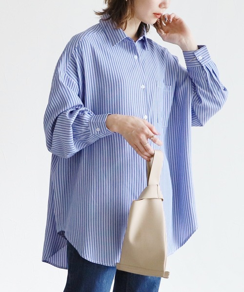 reca（レカ）の「アソート柄ストライプビッグシルエットシャツ（シャツ/ブラウス・レディース・ライトグリーン/ブルー/ネイビー・FREE）」の13枚目の写真