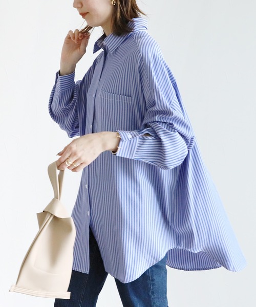 reca（レカ）の「アソート柄ストライプビッグシルエットシャツ（シャツ/ブラウス・レディース・ライトグリーン/ブルー/ネイビー・FREE）」の15枚目の写真