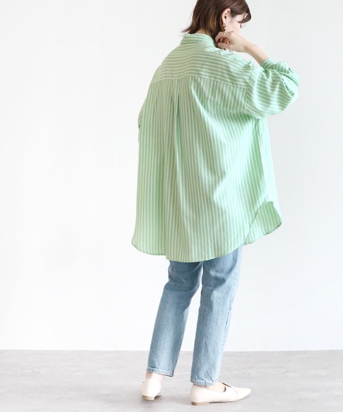 Sea ⭐︎Mal.レレレさんROBE ストライプシャツ 38サイズ 緑 Sea ⭐︎Mal.レレレさんROBE ストライプシャツ 38サイズ 緑 SizeMAX