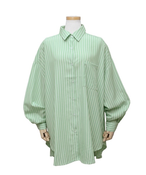 Sea ⭐︎Mal.レレレさんROBE ストライプシャツ 38サイズ 緑 Sea 様専用⭐︎Mal.レレレさんROBE ストライプシャツ 38サイズ 緑