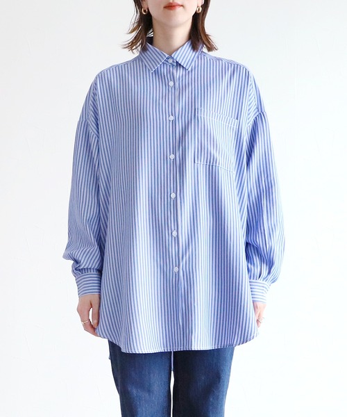 reca（レカ）の「アソート柄ストライプビッグシルエットシャツ（シャツ/ブラウス・レディース・ライトグリーン/ブルー/ネイビー・FREE）」の22枚目の写真