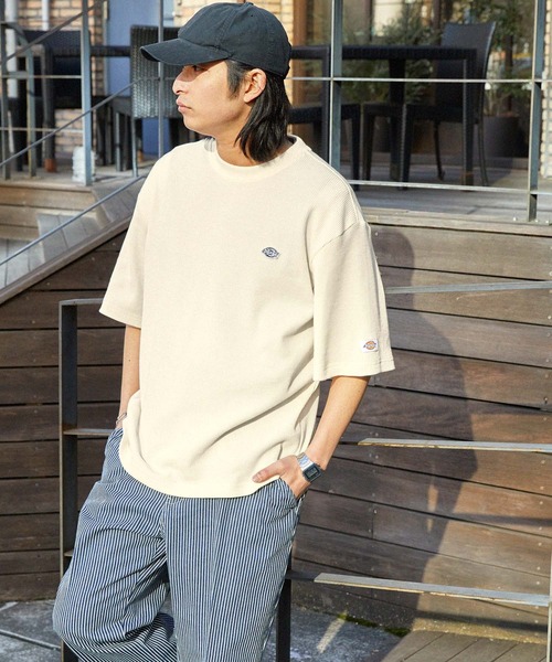 Dickies/ディッキーズ ロゴ刺繍クルーネックワッフル半袖Tシャツ