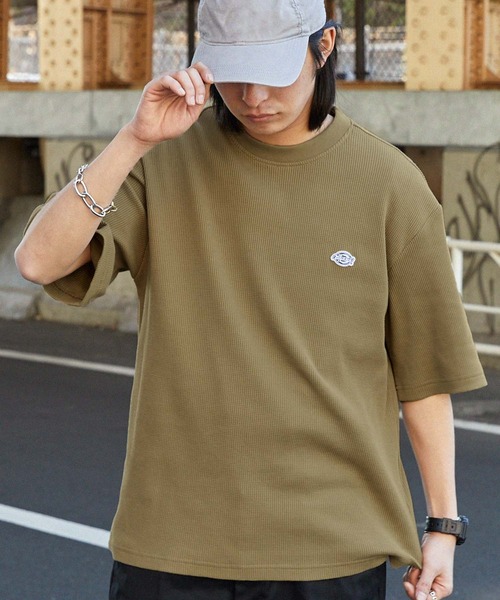 Dickies(ディッキーズ)の「Dickies/ディッキーズ ロゴ刺繍クルーネックワッフル半袖Tシャツ(Tシャツ/カットソー・メンズ・ベージュ/オフホワイト/スミクロ/ネイビー・XL/M/L)」の7枚目の写真