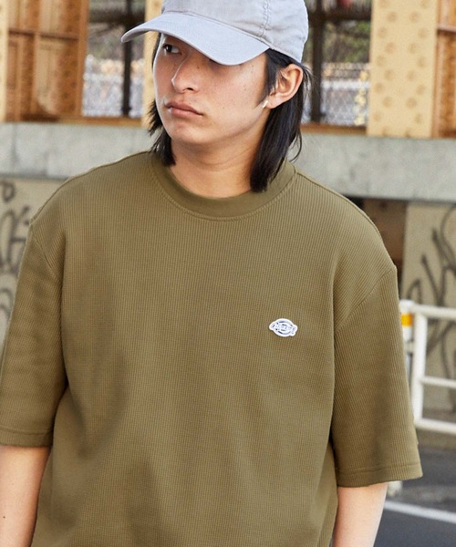 Dickies(ディッキーズ)の「Dickies/ディッキーズ ロゴ刺繍クルーネックワッフル半袖Tシャツ(Tシャツ/カットソー・メンズ・ベージュ/オフホワイト/スミクロ/ネイビー・XL/M/L)」の9枚目の写真