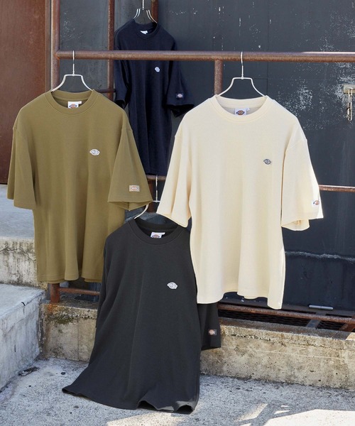 Dickies/ディッキーズ ロゴ刺繍クルーネックワッフル半袖Tシャツ