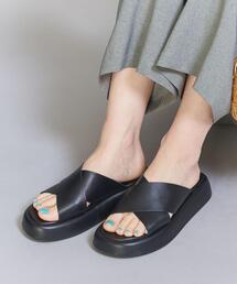 BEAUTY&YOUTH UNITED ARROWS | レザー ビッグクロス プラットフォーム スライダーサンダル(サンダル)