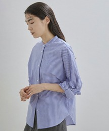 【一部直営店舗・WEB限定】パールボタンスタンドカラーシャツ/無地・ストライプ