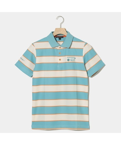 ROSASEN(ロサーセン)の「【Rosasen/GOLF】裏カノコ先染めボーダー半袖ポロ(ポロシャツ・メンズ・グリーン系/オレンジ系・48/50)」の2枚目の写真